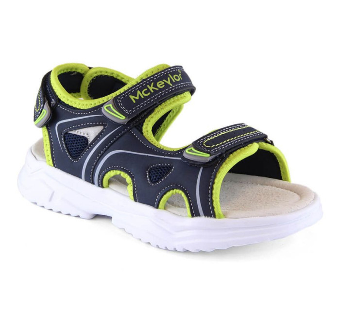 McKeylor Jr JAN229B sandály na suchý zip tmavě modré a zelené