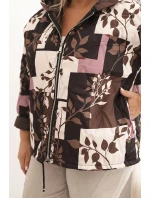 Dámská bunda Plus Size s kapucí a prodlouženým zadním dílem hnědá