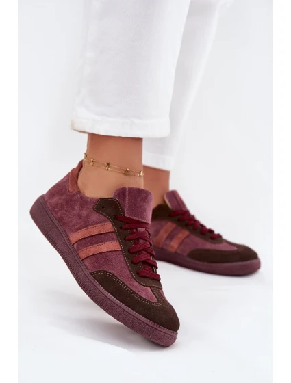 model 21707340 Semišové Nízké Dámské Tenisky Bordó - Zazoo