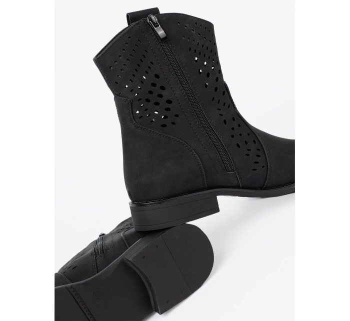 Zajímavé  kotníčkové boty dámské černé bez podpatku