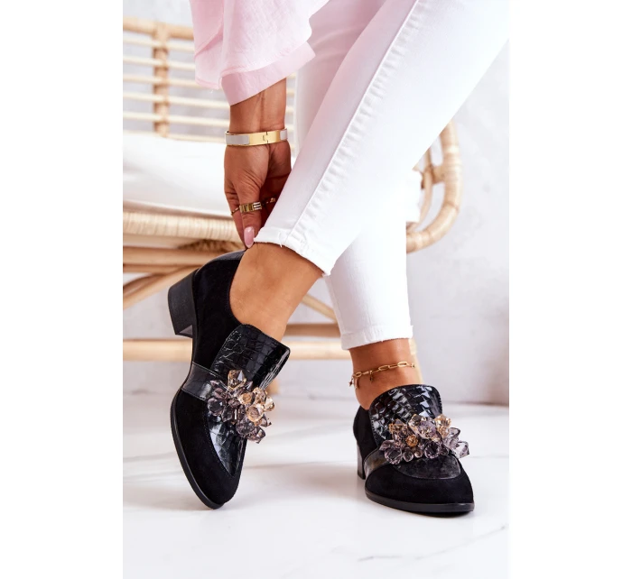 Semišové Boty S Dekorací černým model 21574516 - Boto