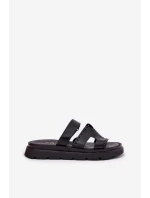 Dámské Pantofle Z Přírodní Kůže Na Platformě Zazoo 40440 Černé Dámské Pantofle Z Přírodní Kůže Na Platformě Zazoo 40440 Černé