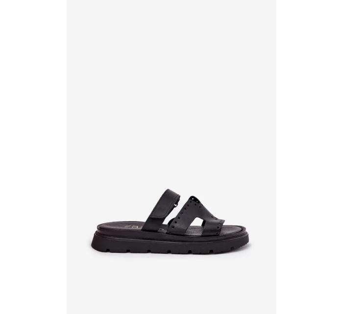 Dámské Pantofle Z Přírodní Kůže Na Platformě Zazoo 40440 Černé Dámské Pantofle Z Přírodní Kůže Na Platformě Zazoo 40440 Černé