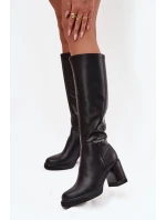 Dámské  z přírodní kůže na podpatku vyhřívané  černé model 21713368 - VINCEZA