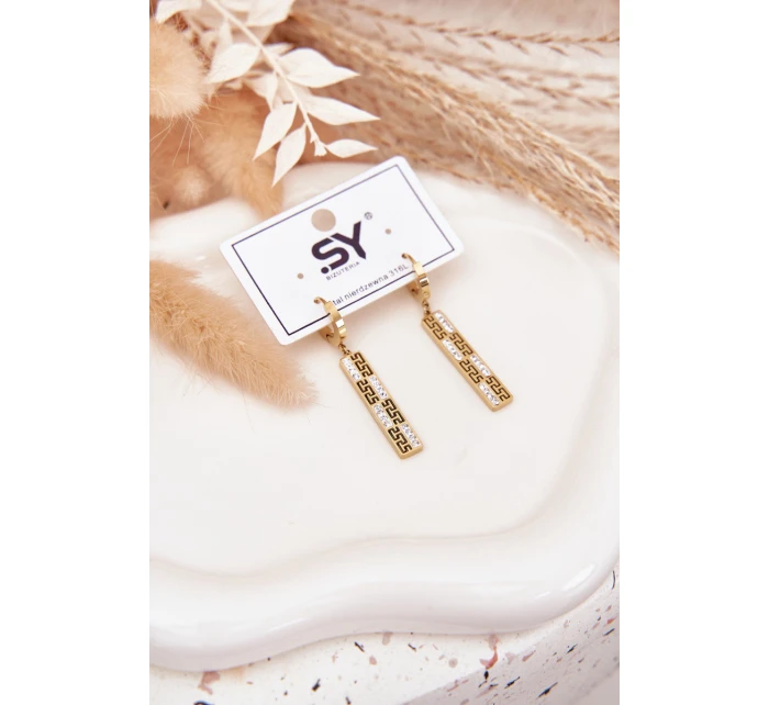 Visací náušnice se zirkony Pozlacená ocel Visací náušnice se zirkony Pozlacená ocel