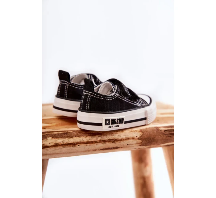 Dětské látkové tenisky se suchým zipem BIG STAR KK374074 Černý a bílý