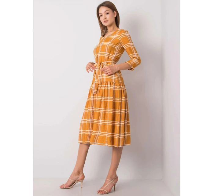 Dámské šaty model 18909747 tmavě žlutá Lakerta - FPrice Dámské šaty model 18909747 tmavě žlutá Lakerta - FPrice