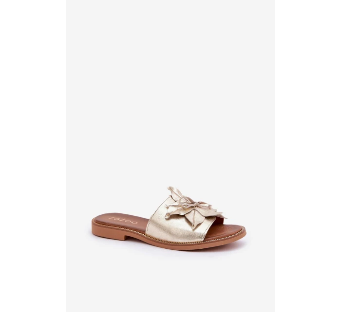 Pantofle S Dekorací Z Kůže Zazoo Zlaté model 21682160 - Boto Pantofle S Dekorací Z Kůže Zazoo Zlaté model 21682160 - Boto