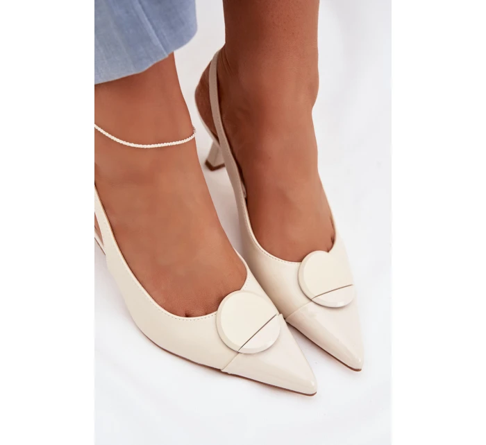 Dámské sandály na podpatku s ozdobným detailem světle béžové model 22027892 - Boto Dámské sandály na podpatku s ozdobným detailem světle béžové model 22027892 - Boto