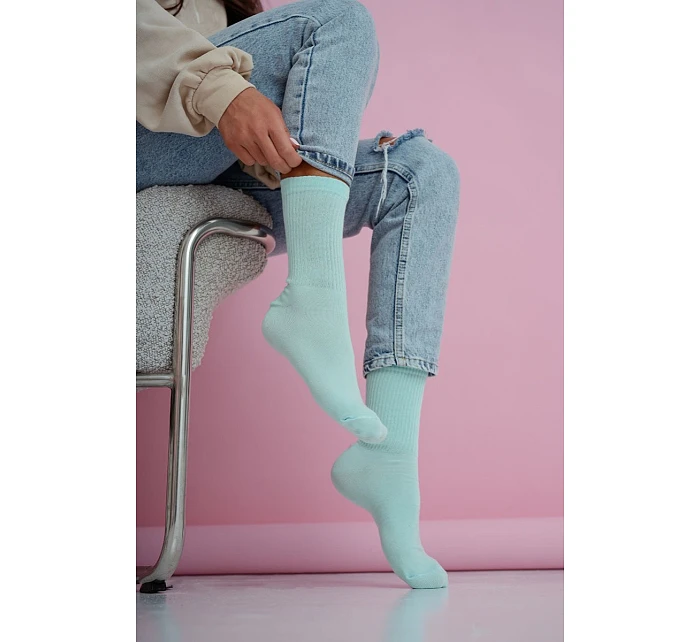 Dámské pruhované pastelové mentolové ponožky