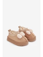 Dětské sněhule s výšivkou a mašličkou Daven – béžové Dětské sněhule s výšivkou a mašličkou Daven – béžové