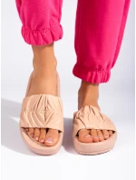 Módní hnědé dámské nazouváky bez podpatku Módní hnědé dámské nazouváky bez podpatku