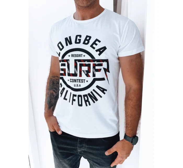 Pánské tričko s potiskem bílé model 21969377 - Dstreet Pánské tričko s potiskem bílé model 21969377 - Dstreet