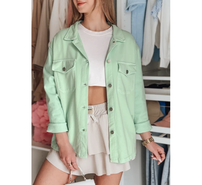 Dámská košilová bunda oversize OVERBOR mint FashionStreet TY4891 Dámská košilová bunda oversize OVERBOR mint FashionStreet TY4891