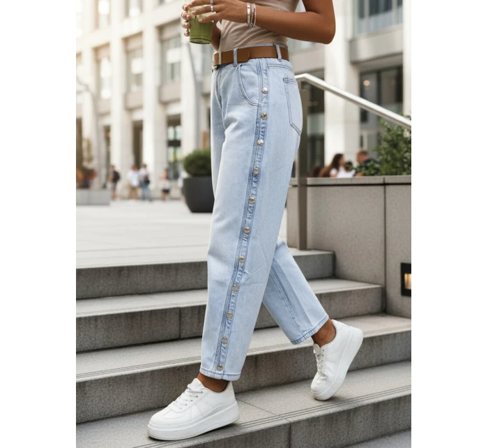 Jeansy damskie z wysokim stanem balloon fit niebieskie FashionStreet UY2916