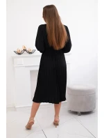 Šaty se svázaným plisovaným lemem černý Šaty se svázaným plisovaným lemem černý