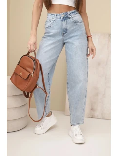 Dámské skater kalhoty s vysokým pasem džínové modré