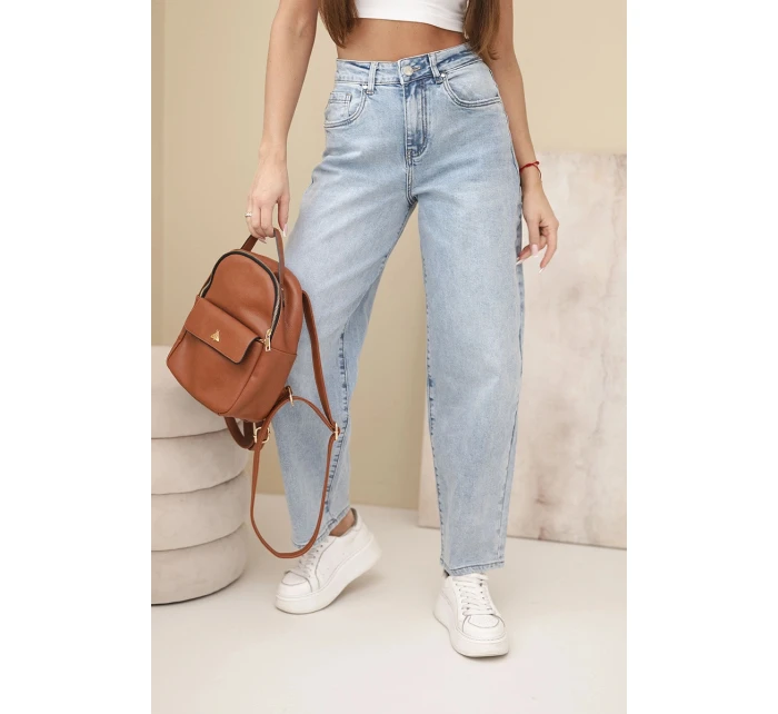 Dámské skater kalhoty s vysokým pasem džínové modré