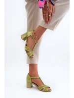 Dámské kožené sandály na podpatku model 21662550 - Maciejka