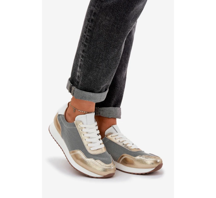 Kožené Sportovní Boty Sneakers Dámské D&A LR51-847 Zlaté