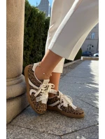 Nízké Dámské Sneakersy S Krajkou Leopardí Hnědé Zielle Nízké Dámské Sneakersy S Krajkou Leopardí Hnědé Zielle