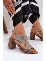 Dámské Sandály S Na Podpatku Zlaté model 21691810 - Boto Dámské Sandály S Na Podpatku Zlaté model 21691810 - Boto