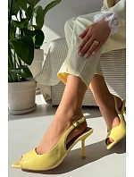 Ženské sandály na podpatku žluté Sevina