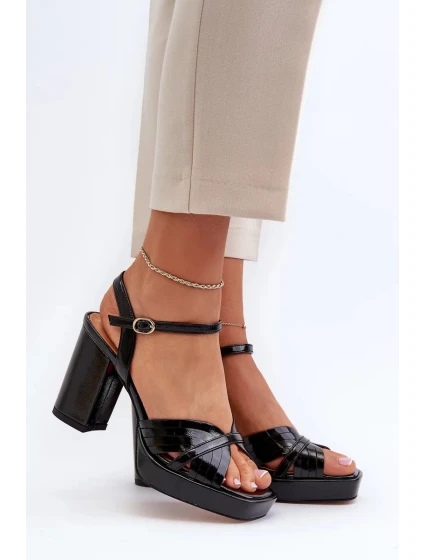 Patentované dámské sandály na vysokém podpatku Černá D&A Patentované dámské sandály na vysokém podpatku Černá D&A