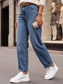 Dámské džíny s balónovým střihem a páskem, modré, FashionStreet UY3128