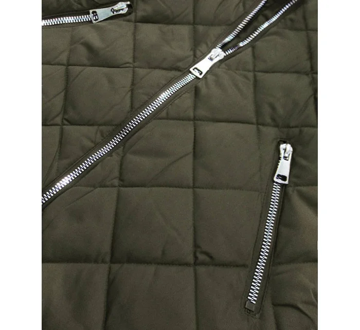 Prošívaná dámská zimní bunda v khaki barvě (lf808) Prošívaná dámská zimní bunda v khaki barvě (lf808)