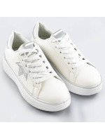 Bílo-stříbrné šněrovací tenisky sneakers s hvězdičkou (BB126L)