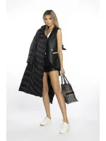 Dlouhá černá dámská bunda s kapucí model 21247122 - Ann Gissy