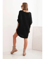 Dámské šaty Plus Size vlněné s výstřihem do V černá