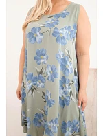 Dámské šaty plus size z viskózy s květinovým vzorem na ramínkách khaki Dámské šaty plus size z viskózy s květinovým vzorem na ramínkách khaki
