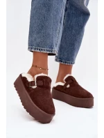 Sněhule S Kožešinou A Přezkou Na Platformě Čokoládové model 21757740 - Boto