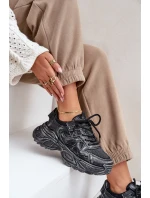 Dámské tenisky s odřením na platformě černé Seladwen Dámské tenisky s odřením na platformě černé Seladwen