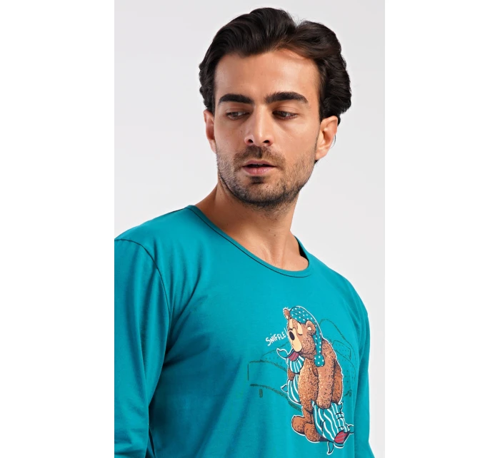 Pánské pyžamo dlouhé Méďa Ospalec