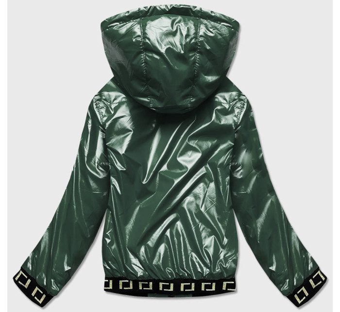 Krátká zelená dámská bunda s kapucí (B9787-10)
