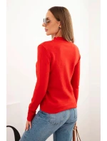Dámský svetr s polo-výstřihem z měkké pleteniny červený Dámský svetr s polo-výstřihem z měkké pleteniny červený