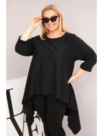 Dámská tunika Plus Size bavlněná s asymetrickým střihem černá Dámská tunika Plus Size bavlněná s asymetrickým střihem černá