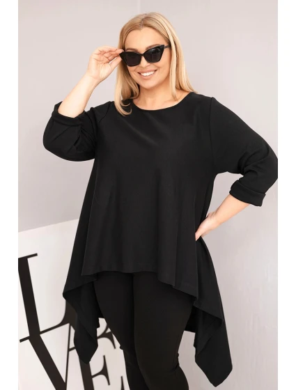 Dámská tunika Plus Size bavlněná s asymetrickým střihem černá Dámská tunika Plus Size bavlněná s asymetrickým střihem černá
