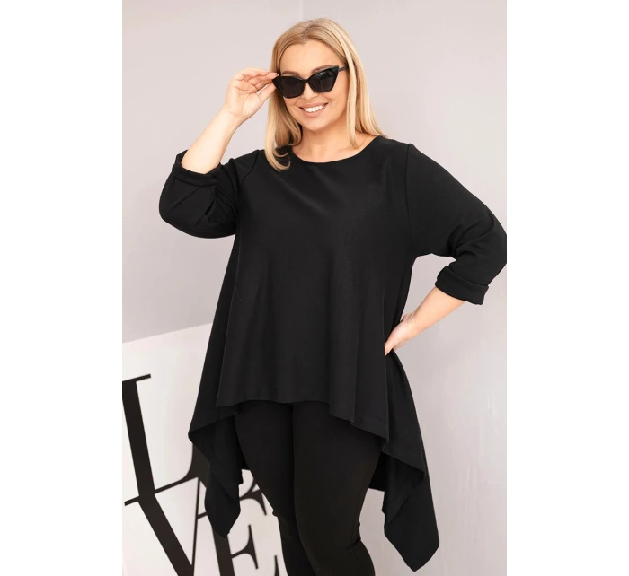 Dámská tunika Plus Size bavlněná s asymetrickým střihem černá Dámská tunika Plus Size bavlněná s asymetrickým střihem černá