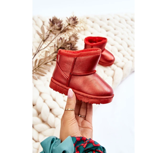 Dětské sněhule s kožešinou Červené model 21605368 - Boto