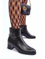 Kožené boty s nízkým podpatkem černé Rennie Kožené boty s nízkým podpatkem černé Rennie