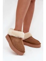 Kožené semišové zimní boty dámské s kožešinou camel model 21709726 - Boto Kožené semišové zimní boty dámské s kožešinou camel model 21709726 - Boto