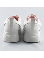 Bílo-růžové dámské šněrovací sneakersy (C1029)