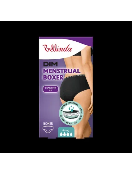 Noční i denní menstruační kalhotky (boxerky) MENSTRUAL BOXER STRONG - BELLINDA - černá