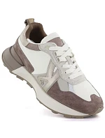 Dámské kožené sportovní polobotky béžové Kobbo 66954