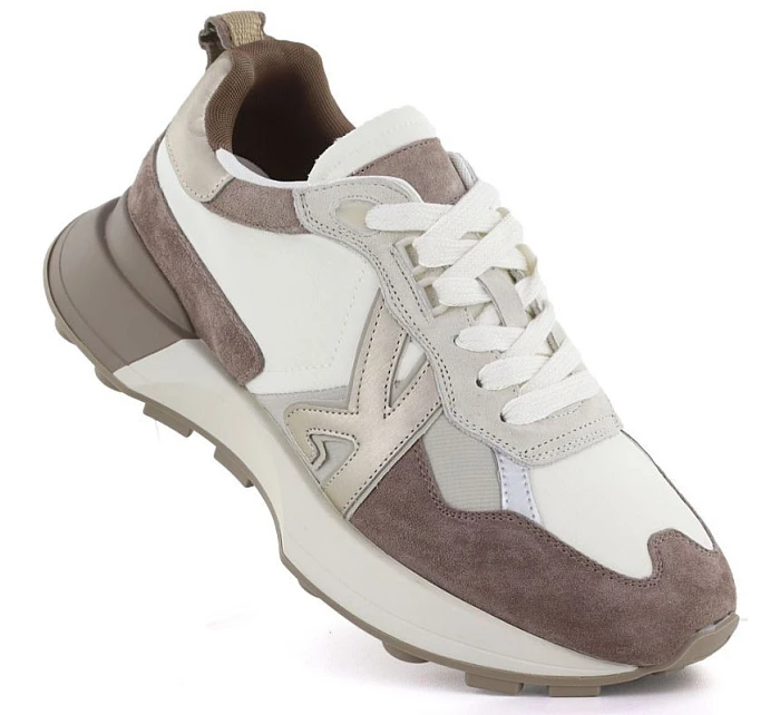 Dámské kožené sportovní polobotky béžové Kobbo 66954