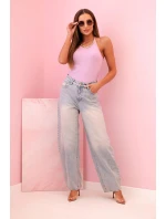 Top dámský bavlněný na ramínkách s ozdobným řetízkem fialový světlý Top dámský bavlněný na ramínkách s ozdobným řetízkem fialový světlý